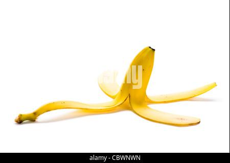Buccia di banana Concetto di pericolo Foto Stock