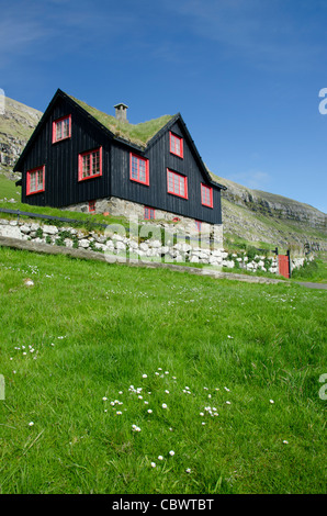 Regno di Danimarca, Isole Faerøer (aka foroyar). storico museo all'aperto, kirkjubor village. Foto Stock