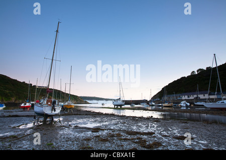 Estate alba sopra la città bassa Harbour, Fishguard su Il Pembrokeshire Coast, Galles Foto Stock