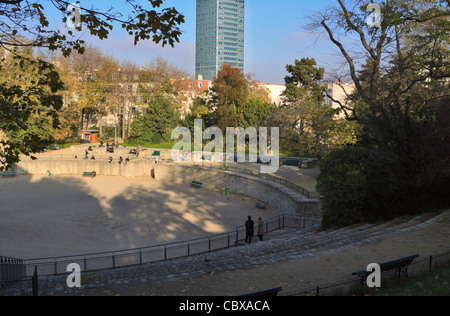 Arenes de Lutece, anfiteatro romano nel Quartiere Latino di Parigi. Foto Stock