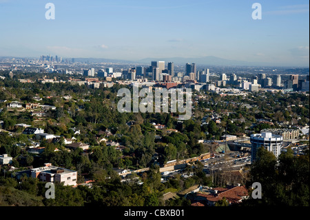 Vista di Century City e il centro cittadino di Los Angeles dal Getty Foto Stock