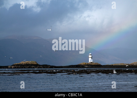 Il faro di Port Appin sulle rive di Loch Linnhe nel West Highlands della Scozia. Foto Stock