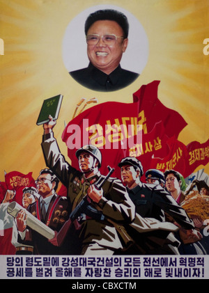 POSTER di propaganda, COREA DEL NORD Foto Stock