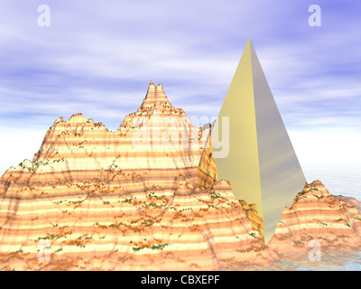 Abstract: Golden Pyramid sull isola rocciosa Foto Stock