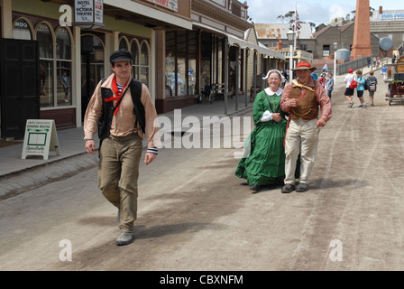 Uno di Australia le attrazioni più popolari è animata della gold rush open-air museum di Sovereign Hill in Ballarat, Victoria Foto Stock