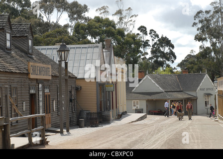 Uno di Australia le attrazioni più popolari è animata della gold rush open-air museum di Sovereign Hill in Ballarat, Victoria Foto Stock