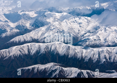 Snow-capped sud delle Alpi sull'Isola del Sud della Nuova Zelanda Foto Stock