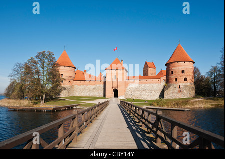 Ponte a Trakai island Castle, Trakai, Lituania Foto Stock