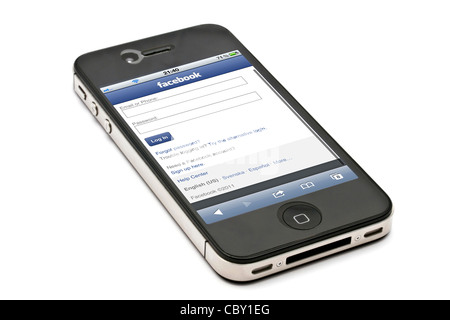 Facebook login Pagina su schermo di iPhone Foto Stock