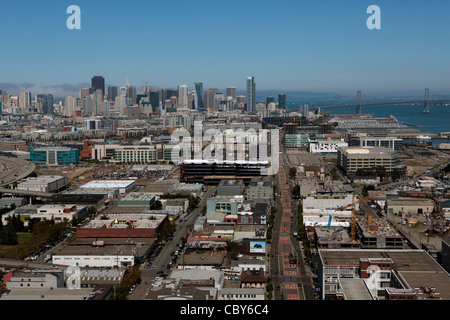 Fotografia aerea terza strada corridoio, Mission Bay di San Francisco in California Foto Stock