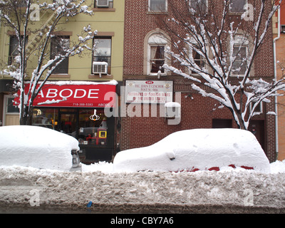 Vetture sepolto sotto la neve dopo la tempesta, Brooklyn, New York Foto Stock