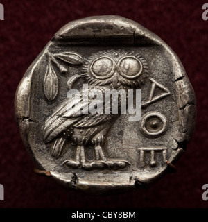 Retro di un silver Tetradrachm da Atene, circa 480-420 A.C. Foto Stock