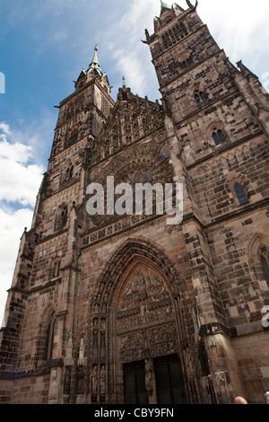 Lorenz Kirche - Chiesa di San Lorenzo facciata, Norimberga, Germania Foto Stock