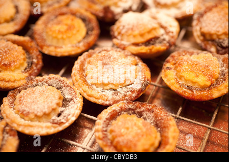 Pane appena sfornato fatto in casa Torte di topi di raffreddamento su un rack, REGNO UNITO Foto Stock