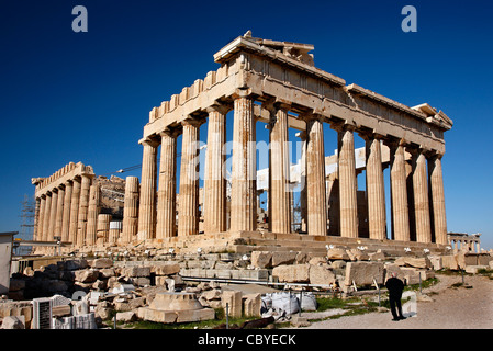 Il "retro" del Partenone (vista da sud-est), Acropoli di Atene. Foto Stock