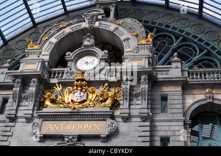 Anversa Stazione Ferroviaria Centrale, Belgio costruita tra 1895 e 1905 Foto Stock