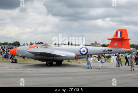 Gloster Meteor WL419 modello T7(modificato), di eiezione prova sedile aeromobili di proprietà di Martin Baker Company. In mostra statica al Foto Stock