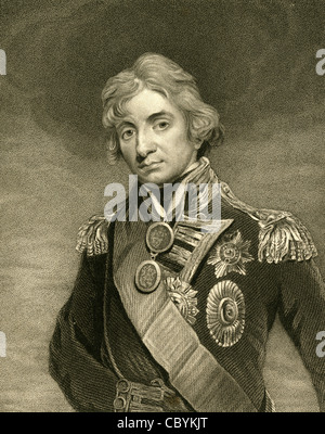 1830 incisione di Horatio Nelson, primo Visconte Nelson e primo duca di Bronté. Foto Stock