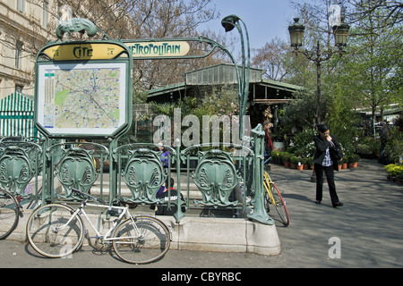 Il mercato dei fiori sull'Ile de la Cite, la stazione della metropolitana di Parigi (75), Francia Foto Stock