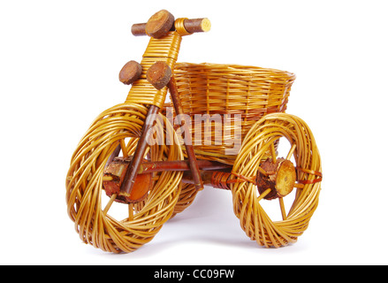 Bicicletta decorativo vaso su bianco Foto Stock