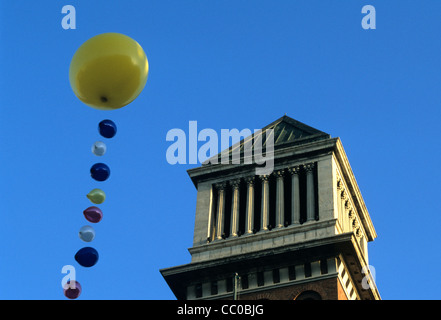 Plaza de Espana su di una squadra nazionale partita di calcio in giugno 2006, Barcelona, Spagna Foto Stock