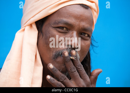 Sadhu, monaco nomade in Pushkar - Rajasthan, India Foto Stock