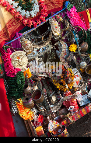 Indian altare alla dea Indù gangama. Andhra Pradesh, India Foto Stock