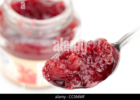 Spoonfull di marmellata di mirtilli Foto Stock