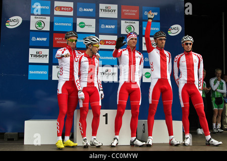 Ciclo su strada dei Campionati Rudersdal Danimarca 2011. Gli uomini U23 partenza Foto Stock