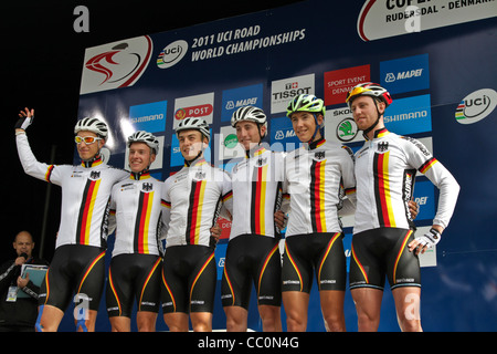 Ciclo su strada dei Campionati Rudersdal Danimarca 2011. Gli uomini U23 partenza Foto Stock