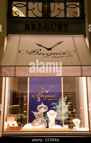 Breguet Vetrina in Place Vendome piazza di Parigi, Francia Foto Stock