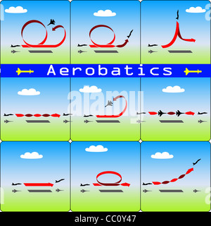 L'acrobazia in aereo sul cielo blu sullo sfondo Foto Stock