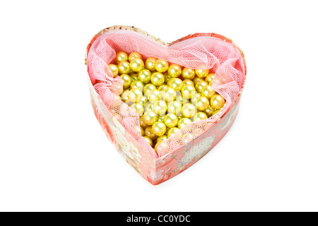 Rosa a forma di cuore jewel box Foto Stock
