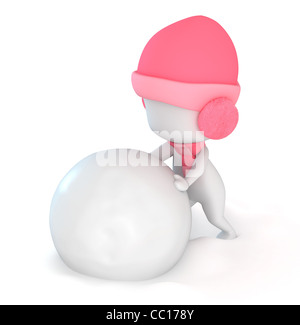 3D illustrazione di un bambino gioca con la neve Foto Stock