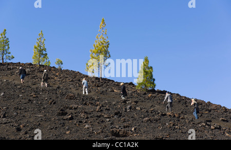 Il vulcano di Samara sentieri, approccio al Monte Teide Tenerife. Ascedning il piccolo vulcano del Monte Samara. Foto Stock