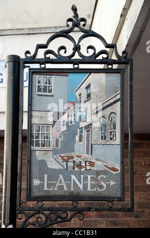 Segno sulla North Street che indica l'ingresso per le corsie, Brighton East Sussex, Regno Unito. Foto Stock