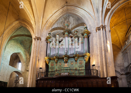 Organo a canne, Cattedrale di Aix (Cathédrale Saint-Sauveur d'Aix), Aix-en-Provence, Francia Foto Stock