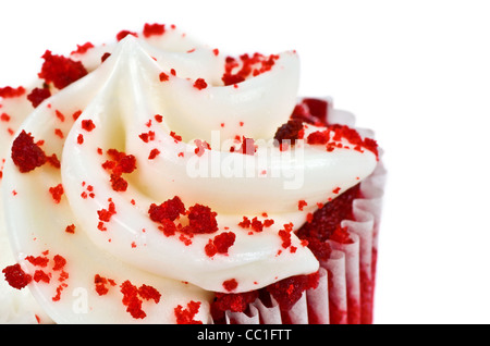 Un velluto rosso Cupcake Closeup con un pizzico Foto Stock