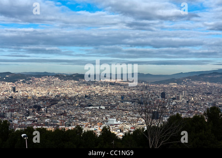 Vista da Montjuïc su Barcellona Catalonia Spagna Foto Stock