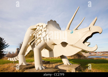 Triceratops al Parco Teessaurus in Middlesbrough, il Parco dinosauri, a nord-est, UK. Foto Stock