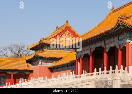 Il lato occidentale di gate Taihemen, la porta della suprema armonia, la Città Proibita di Pechino. Foto Stock