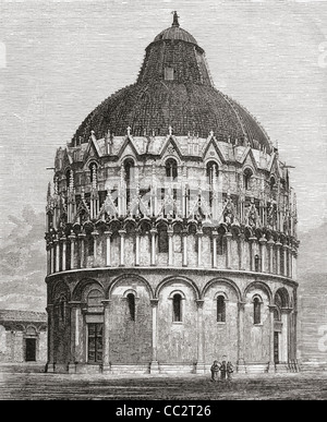 Il Battistero di San Giovanni, Pisa, Italia nel tardo XIX secolo. Da Italiano Foto di p. Samuel Manning, pubblicato c.1890. Foto Stock