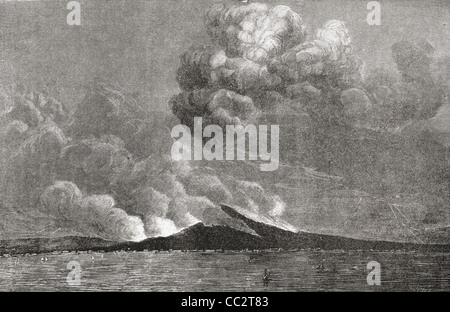 L eruzione del Vesuvio e Golfo di Napoli, Italia nel 1872. Da Italiano Foto di p. Samuel Manning, pubblicato c.1890. Foto Stock