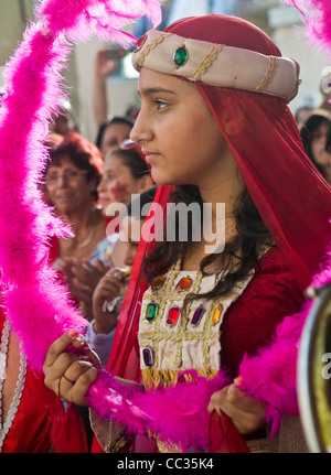 I Drusi donna partecipa in Isfiya festival annuale Foto Stock