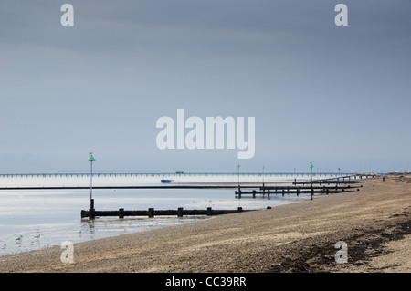 Pennelli sulla spiaggia di Shoeburyness, Southend-on-Sea Foto Stock