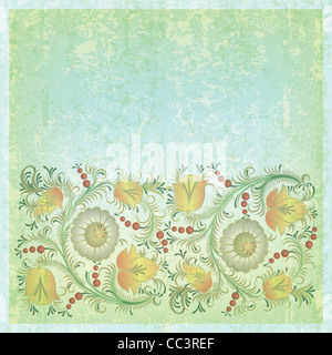 Abstract sfondo verde chiaro con molla ornamento floreale Foto Stock