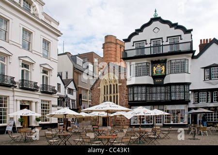 Moli caffè vecchio negozio il Cathedral Yard, Exeter City Foto Stock