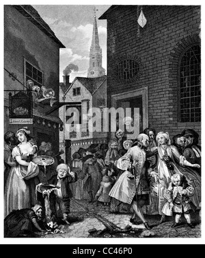 Orari del giorno a mezzogiorno dalla immagine originale da Hogarth dalle opere di Hogarth pubblicato Londra 1833 Foto Stock