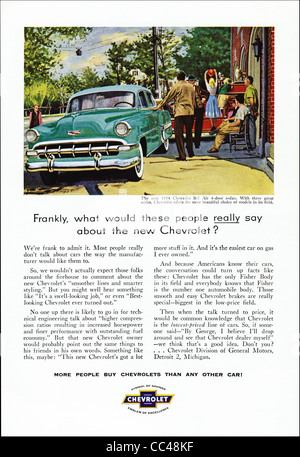 Pagina piena inserzione nella rivista americana cicra 1954 per le vetture Chevrolet Foto Stock