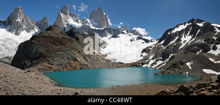 Vista sul Monte Fitz Roy e la Laguna de los Tres nelle Ande, Patagonia, Argentina Foto Stock